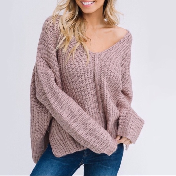 SALE! Mocha Oversized Loose Knit Sweater - Picture 4 of 8